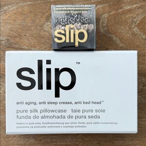 New!! Slip Silk Queen Pillowcase and 3-piece Scrunchie Set